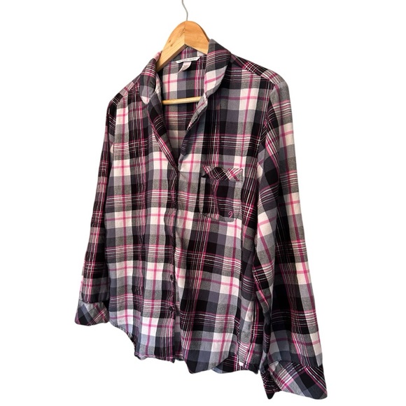 Victoria’s Secret Plaid Long Sleeve PJ Set Black and Pink Size Small - Picture 4 of 7